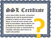 Paper SSL certificate with question mark